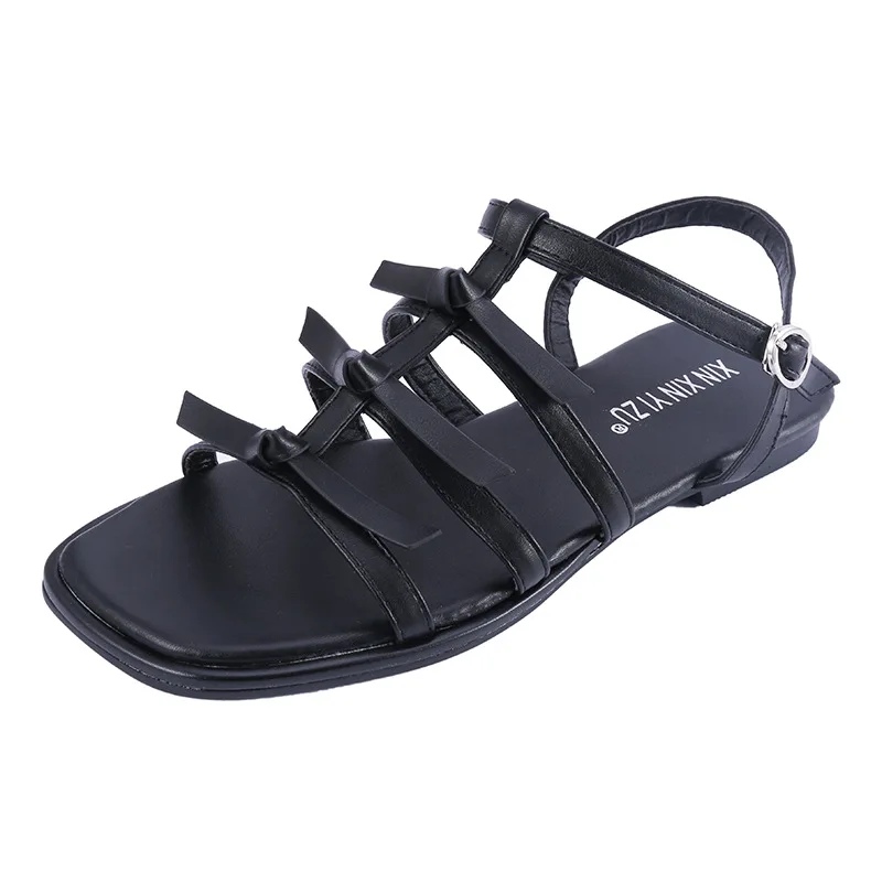 

Buckle 2021 Sandals Flat Summer Shoes Woman Clear Heels Suit Female Beige All-Match New Strap Without Comfort Low Fashion Girls