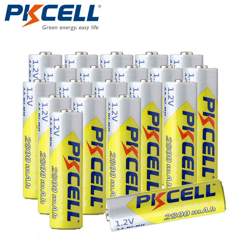 20PCS AA PKCELL Ni-MH AA батареи 2600 mAh-2800 mAh 1,2 V NiMh аккумуляторная батарея 2A батарея для фонариков камера игрушки - Цвет: 20PCS AA