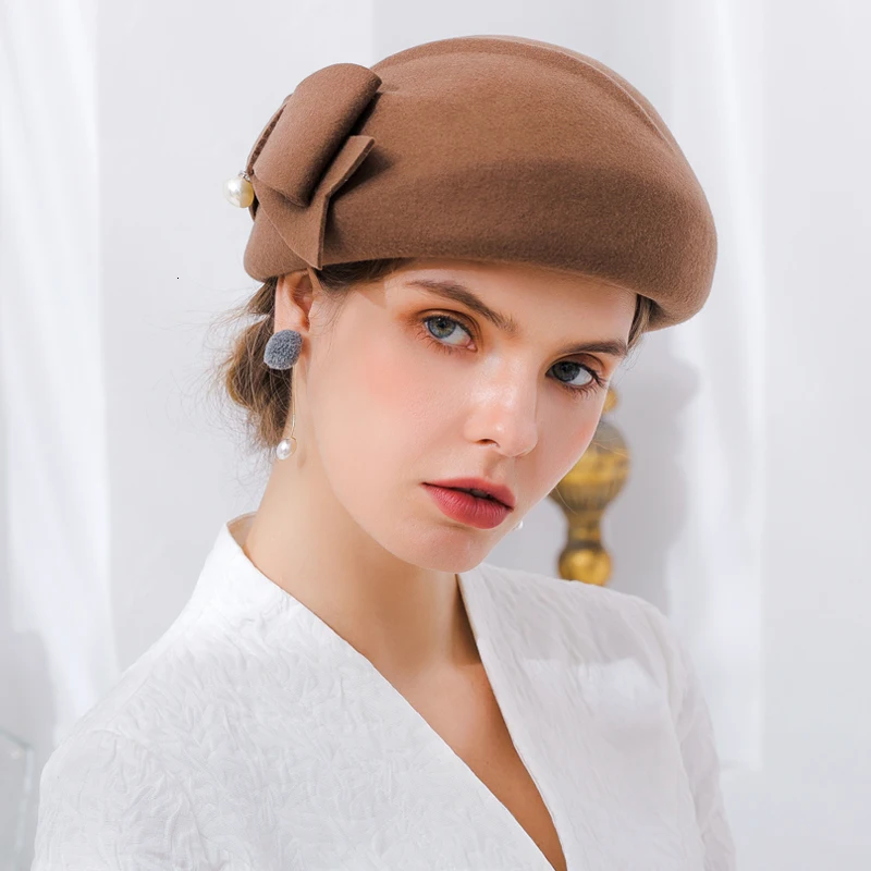 Высококачественный берет Однотонный женский мужской унисекс 100% шерсть фетр