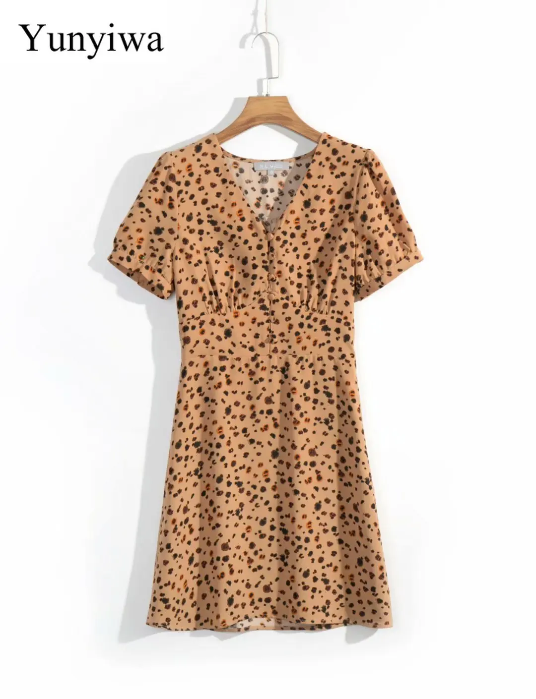 2019 женское леопардовое платье с коротким рукавом летние женские сексуальные