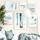 Настенная живопись на холсте, Пляжная морская доска для серфинга, морская звезда, кокосовое дерево, скандинавские плакаты и принты, настенные картинки для декора гостиной