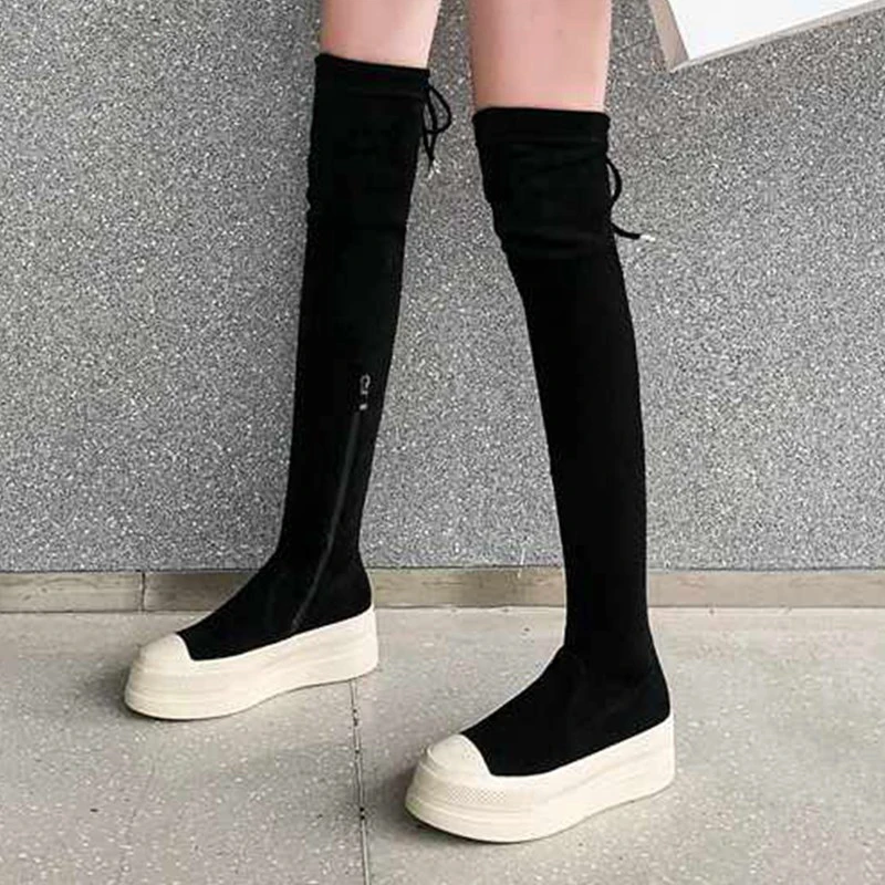 Botas mujer Новая Зимняя обувь женские ботфорты выше колена ботинки на платформе