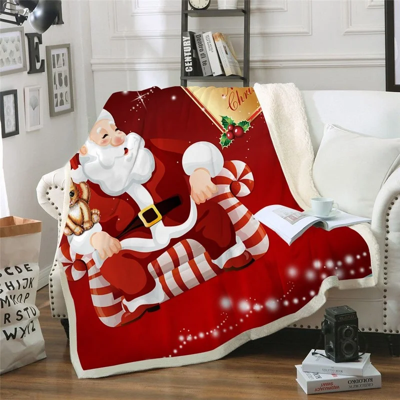 

3D Printing Red Flannel Fashion Throw Blanket Adult New Year Gift Christmas Travel Party Decoration Quilt