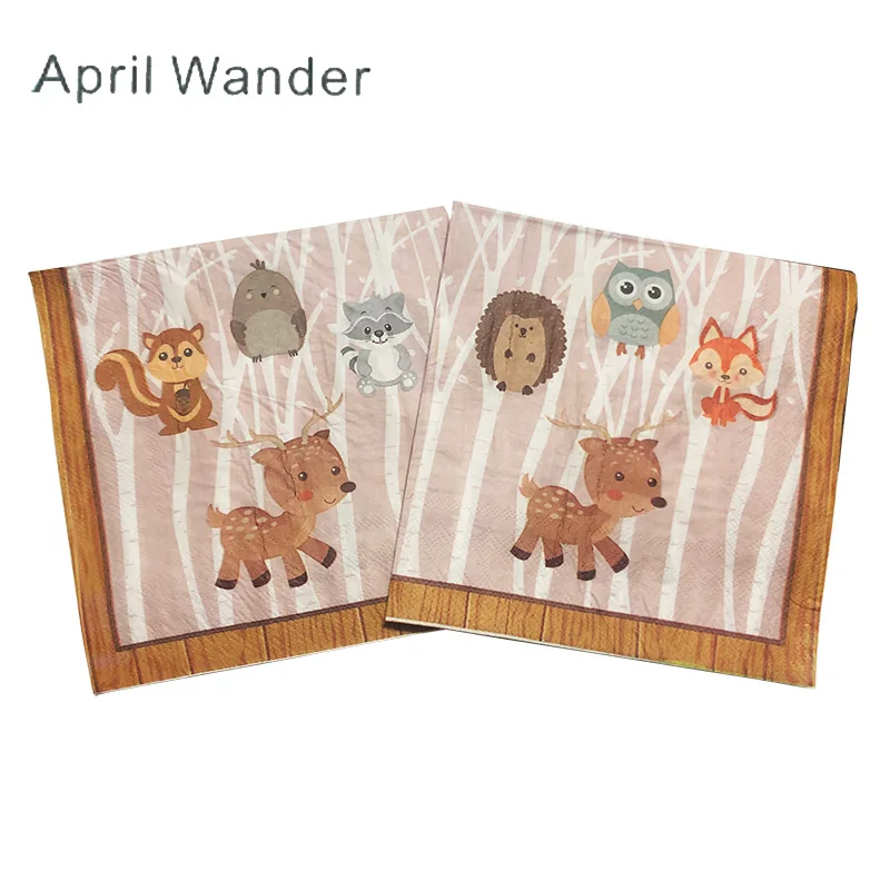 Бумажные салфетки с животными 20 шт./лот|Одноразовая посуда для вечеринок| |