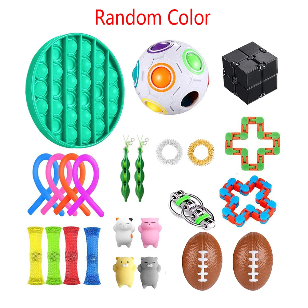 

16/27pcs Fidget Toys Anti Stress Set Squeeze Stretchy Strings Gift Pack Adults Kids Squishy Sensory Decompression Relief Figet