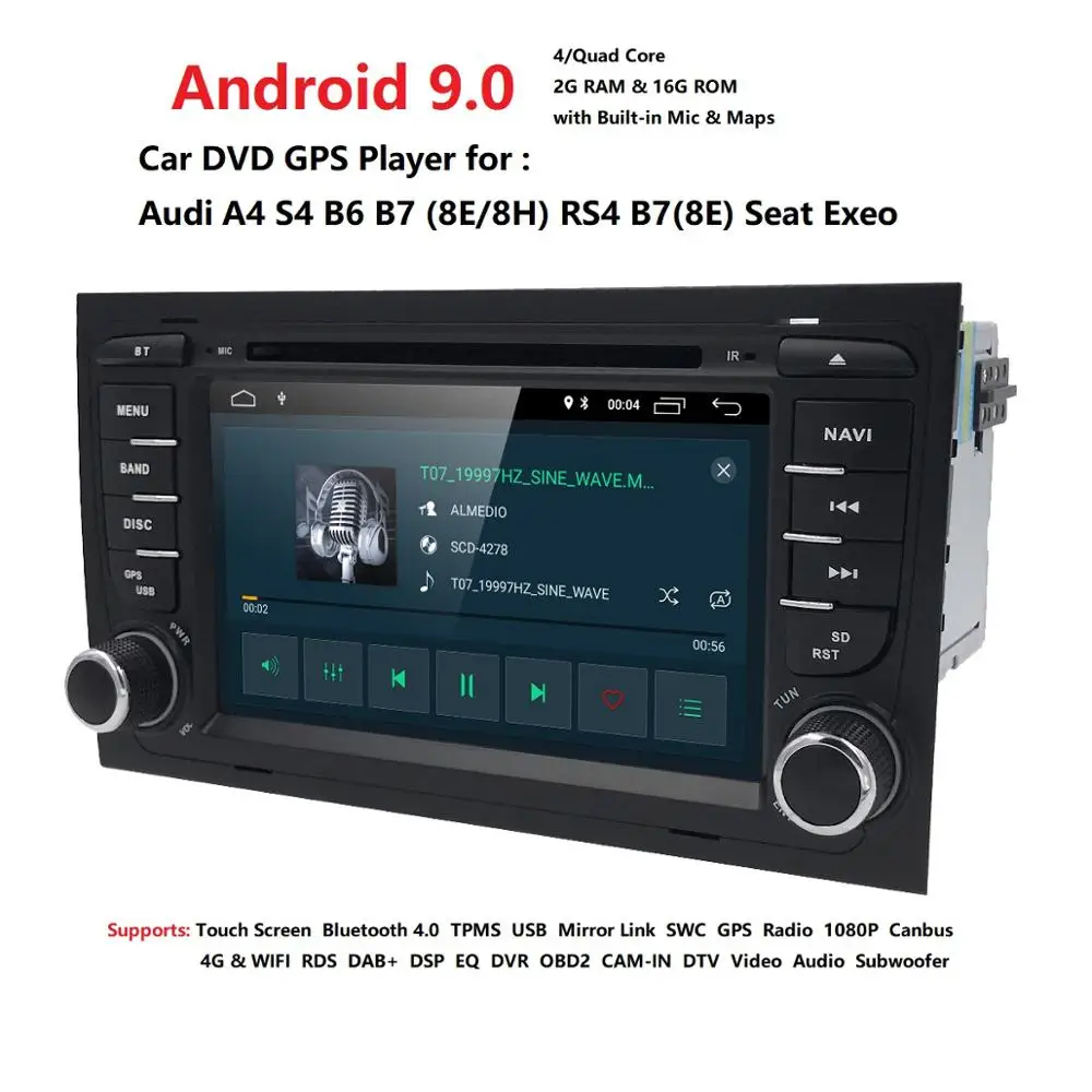 4G wifi Android 9,0 Автомобильный gps Navi для audi A4 2002-2008 S4 RS4 8E 8H B6 B7 с BT SWC DAB мультимедийный плеер радио