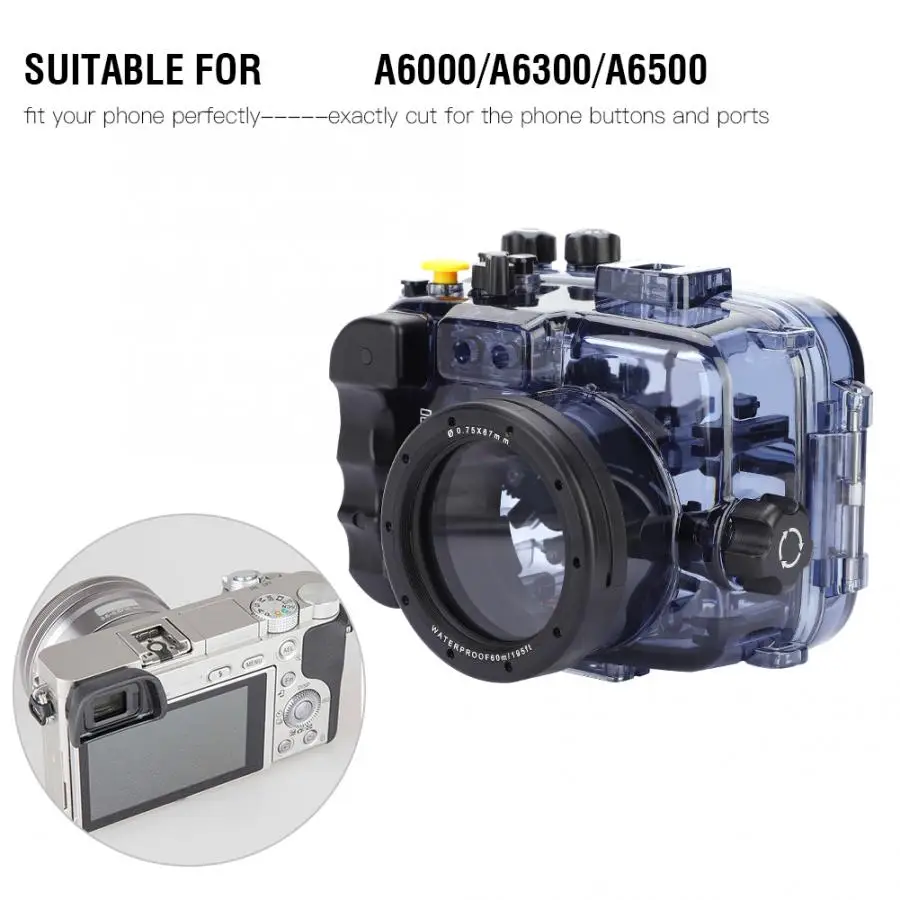 Новый 60 м 195ft подводный дайвинг водонепроницаемый корпус чехол для sony A6000/A6300/A6500