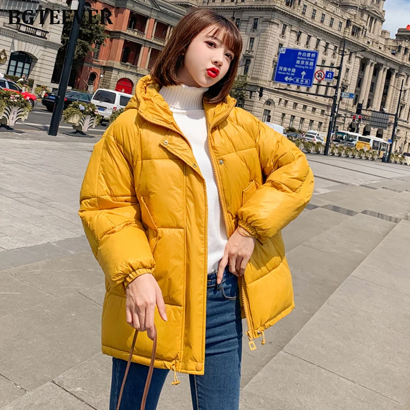 BGTEEVER толстовки женские парки зимнее пальто куртка на молнии пуховики Свободные