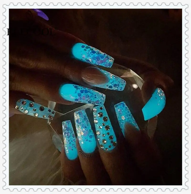 ELECOOL светящийся порошок ногтей пигменты светится в темноте 6 цветов Nail Art Блеск