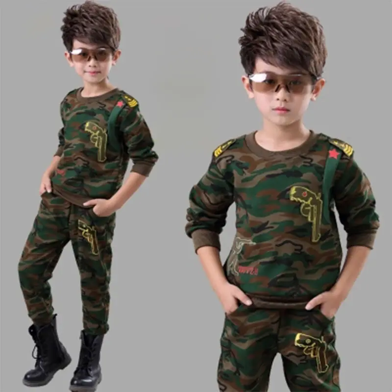 Детская одежда для маленьких девочек модная камуфляжная футболка топы и штаны