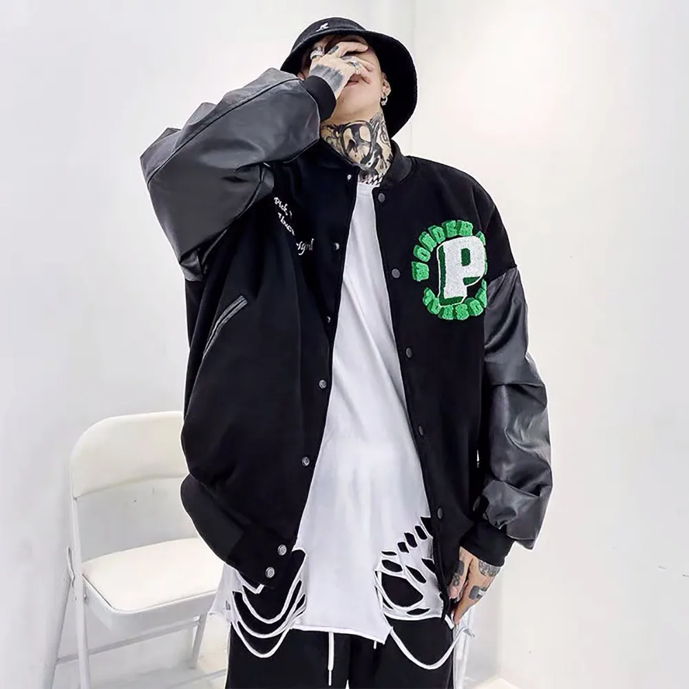 

2021 Hip Hop Mens Jackets Embroidery Flocking Letter Harajuku Style Bomber jacket Women Baseball Coats Streetwear