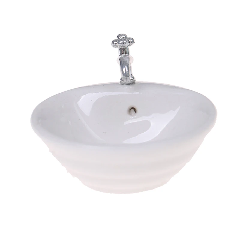 

1:12 Dollhouse Miniature White Wash Basin Table Set Bathroom Accessories Toys