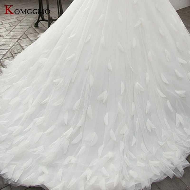 

2021 Hot Sale 3D Flowers Chapel Train Bridal Ball Gown Luxury Embroidery Appliques Tulle Full Sleeve with Jacket Wedding Dress