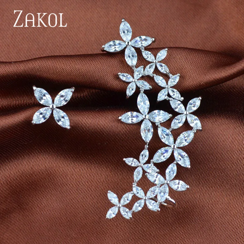 ZAKOL брендовые Роскошные серьги-гвоздики с кубическим цирконием для женщин модные