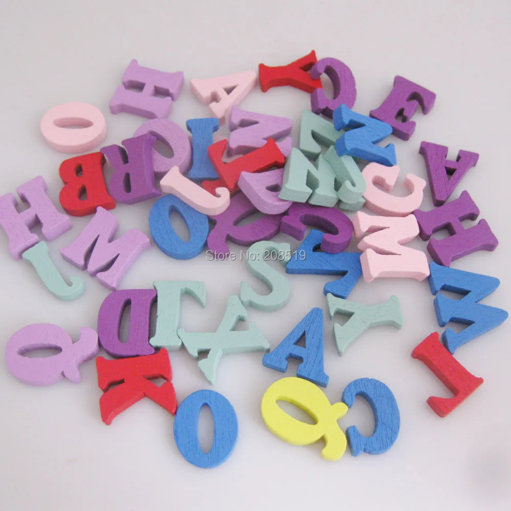 

WBNVLV 100Pcs Mixed Randomly ABCs Alphabet & Numbers Painting Wood DIY Kids Learning Accessory