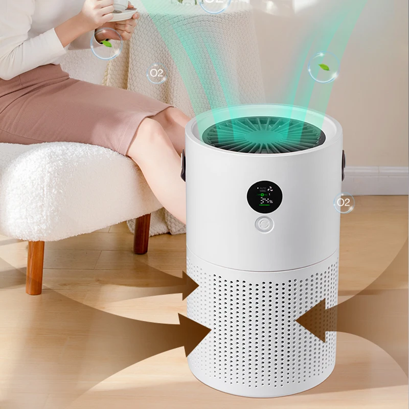 White Dolphin AP01 Smart Dispaly  Night light Rechargeable Air cleaner HEPA Filters Desktop Purifier with  Air Purifier For Home