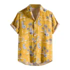 Мужская пляжная рубашка с принтом, голубая гавайская рубашка с короткими рукавами, отложным воротником и пуговицами, уличная одежда для отдыха, лето 2021