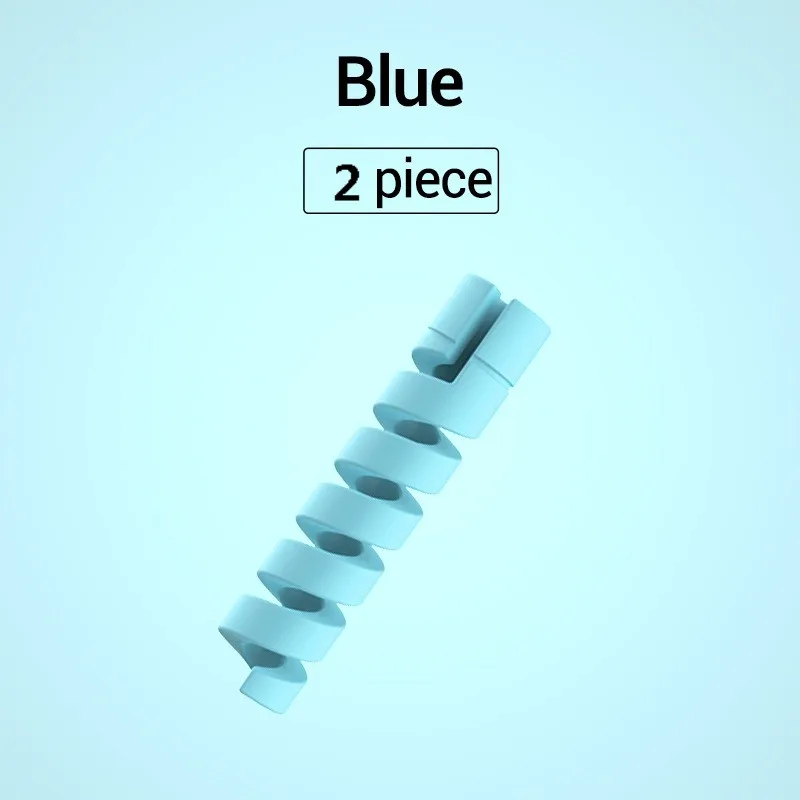2pcs Blue PZOZ 10 шт. кабель протектор кремнезема зарядное устройство протектор кабель для iphone samsung кабель управление organizador кабели провода Организатор - Цвет: 2pcs Blue