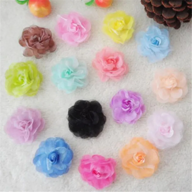 Искусственная шифона и пряжа с розами 200 шт./лот искусственные розы 1 57 дюйма для