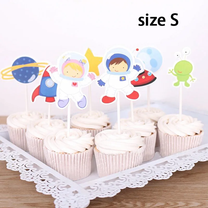 cupcake topper x8pcs Космические вечерние украшения Вселенная одноразовые пластины стаканчики посуда наборы Гирлянда украшение торта верхушка Дети День рождения воздушные шары - Цвет: cupcake topper x8pcs