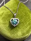 Ожерелье с подвеской в виде сердца из серебра 925 пробы с бриллиантовой огранкой 1 карат зеленый и синий Муассанит ожерелья с драгоценными камнями для женщин модные ювелирные изделия