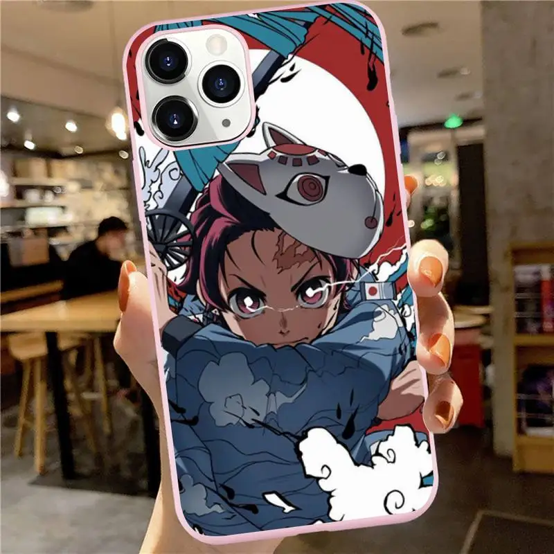 

Kamado Nezuko Kimetsu no Yaiba Demon Slaye Phone Case Candy Color for iPhone 6 7 8 11 12 s mini pro X XS XR MAX Plus