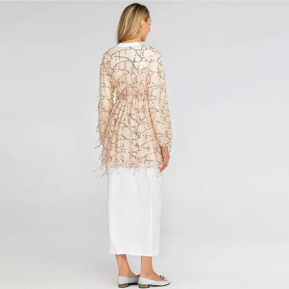 Женская блузка с длинными рукавами и кисточками мусульманская Арабская туника в