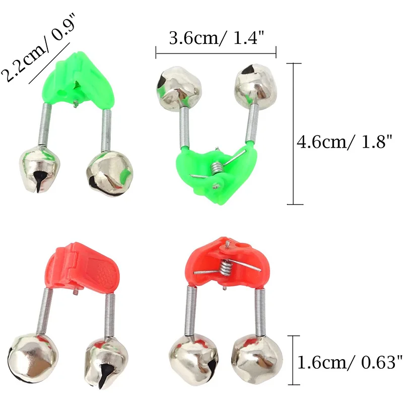 5PCS Fishing Rod Alarm Dual Alert Bells Ring Bite Accessory on Green Red | Спорт и развлечения