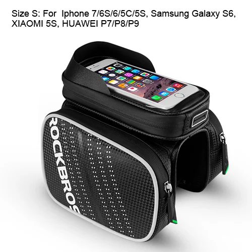 5.8 Size Bike Bag ROCKBROS велосипедная сумка, светоотражающая велосипедная Передняя сумка, водонепроницаемая велосипедная трубчатая сумка, большая емкость, MTB Каркасные сумки для iPhone для Xiaomi - Цвет: 5.8 Size Bike Bag