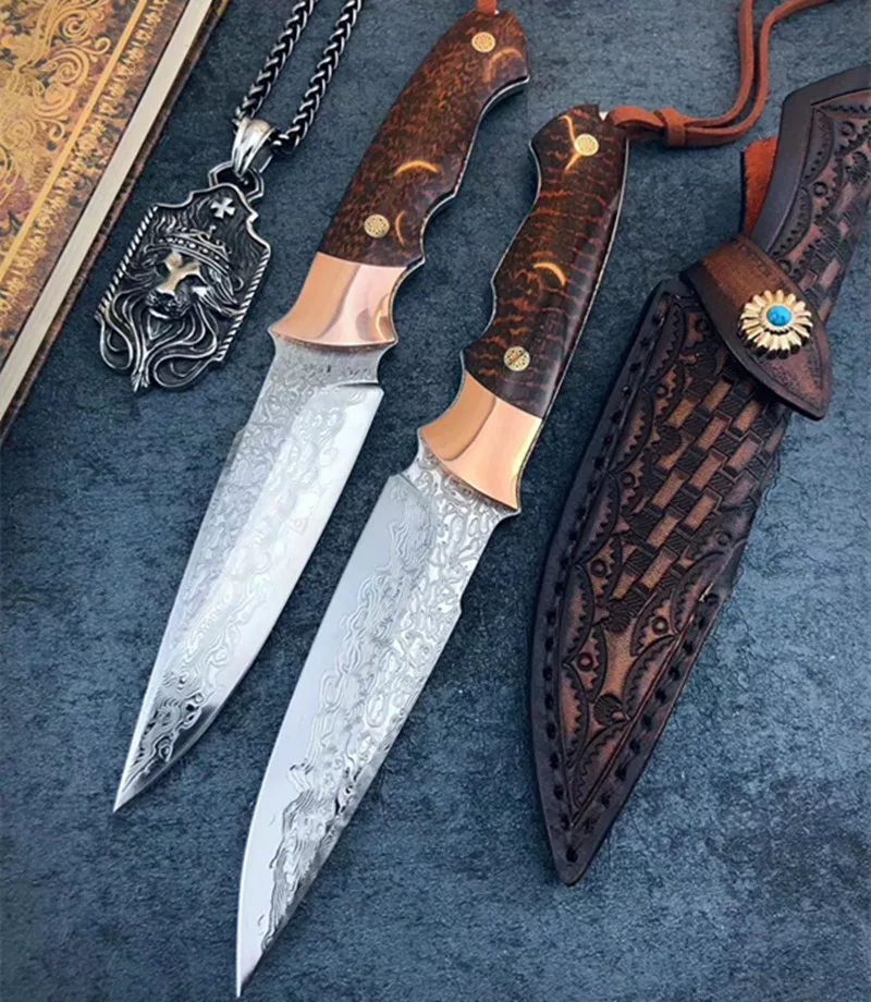 VG10 Дамасская сталь охотничий нож сильный открытый прямой высокая твердость