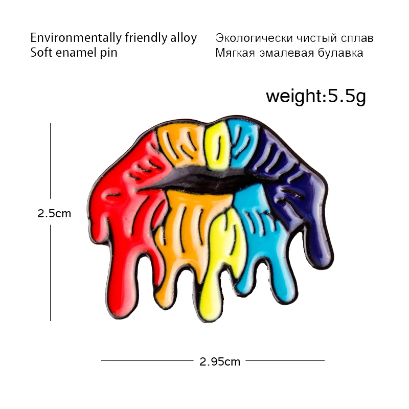 Радуга губы ювелирные изделиям из эмали конфеты плавления и закрытым носком