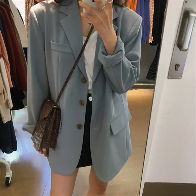 HziriP хит элегантный синий Ретро стиль шикарный уличный свободный костюм