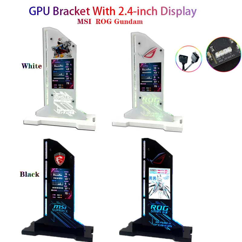 

Вертикальный кронштейн для графического процессора, 2,4 дюйма, для игрового кабинета, декоративный держатель для экрана светодиодный одного...