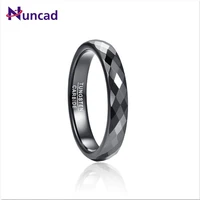 nuncad new black 4mm tungsten carbide ring black polished finish rhombic cut wedding ring comfort fit tungsten steel ring