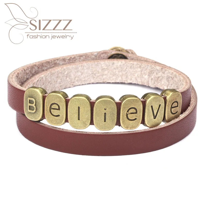 SIZZZ 2019 лидер продаж изготовитель ювелирных изделий из сплава с надписью Believe & bangles
