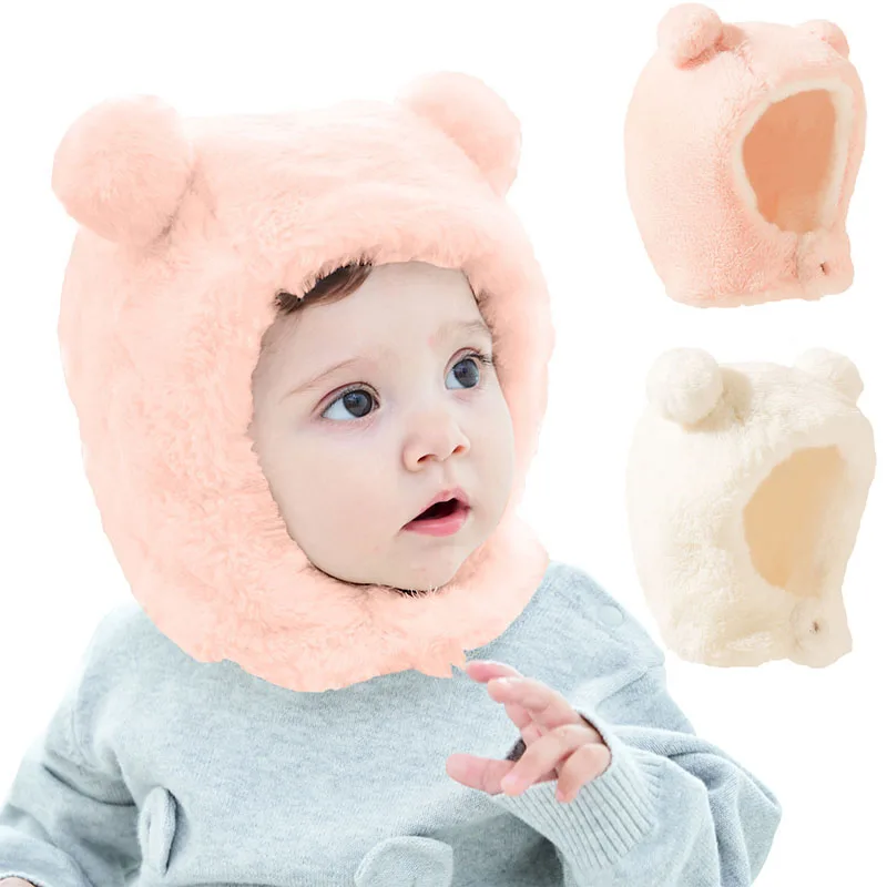 

New Winter Baby Hat Faux Fur Warm Caps Infant Bonnet Baby Beanie Hats Toddler Children Cap Outdoor Snow Kids Caps for 1-3Y