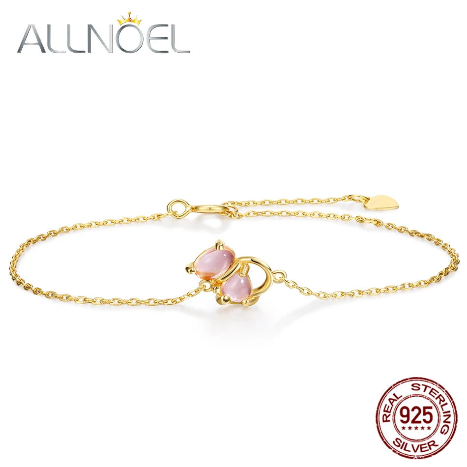 Женский браслет ALLNOEL однотонный из стерлингового серебра 925 пробы с натуральным