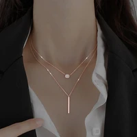 hoyon 925 sterling silver gold color necklace for women zirconia pendant long strip chain clavicle female birthday fine jewelry