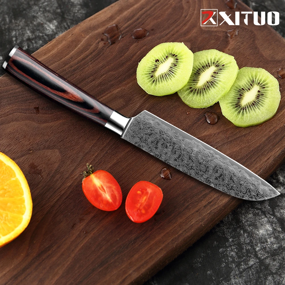 XITUO японский нож шеф повара 4 шт. наборы имитация дамасской нержавеющей стали