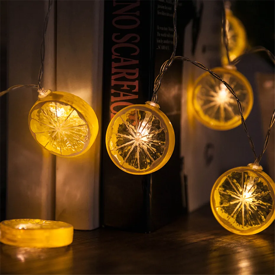 

LED Lemon Shape Fairy String Lights Decorations for Christmas Birthday Wedding New Year Battery/USB Operated
