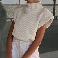 turtleneck sleeveless vest sweater women 2021 knitted pullover spring jumper casual tops fashion solid vest streetwear waistcoat