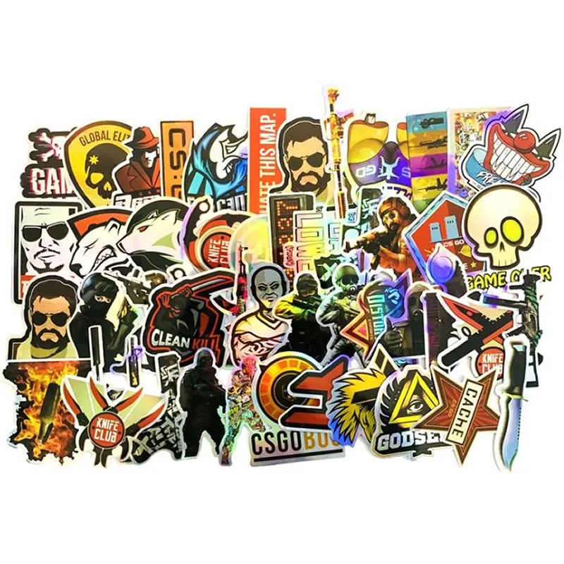 Мультяшные водонепроницаемые наклейки CS GO из ПВХ для мотоцикла скейтборда