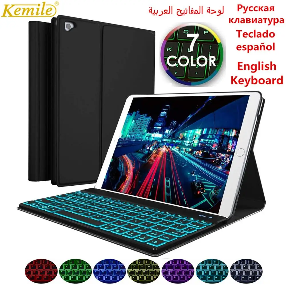 Испанский Русский чехол с клавиатурой подсветкой для iPad 7th 10 2 2019 Air 3 5 Pro 11 2020 9 7 2018