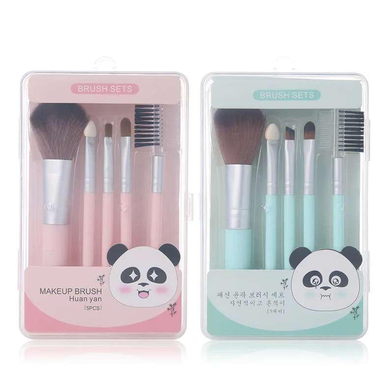 

5-piece Makeup Brush Kit Set Boxed Portable Models Light Green Tool J300/301