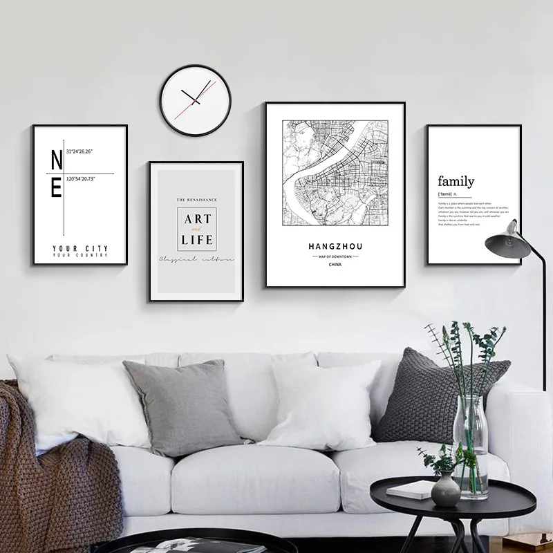 Черно-белая фотография на заказ, китайские постеры в Пекине Чэнду, скандинавские настенные картины, Декор для дома, гостиной, картины на холсте