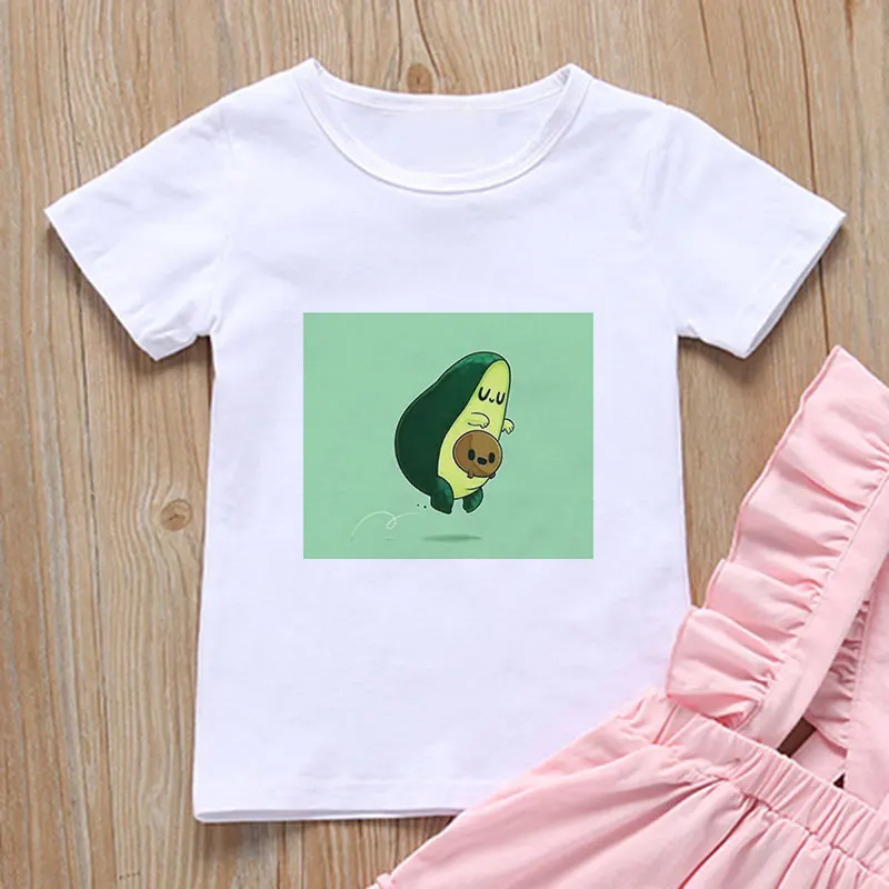 Летняя новая одежда для девочек Спортивная футболка мальчиков с авокадо