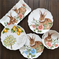 creative fish platter ceramic dinner plates dessert fruit snack plate 14 inch rabbit pattern cutlery easter tableware ceramic