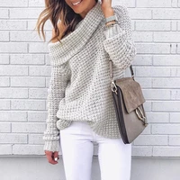 ladies sweater strapless lapel sexy sweatshirt loose large size long sleeve pullover knitwear young women streetwear