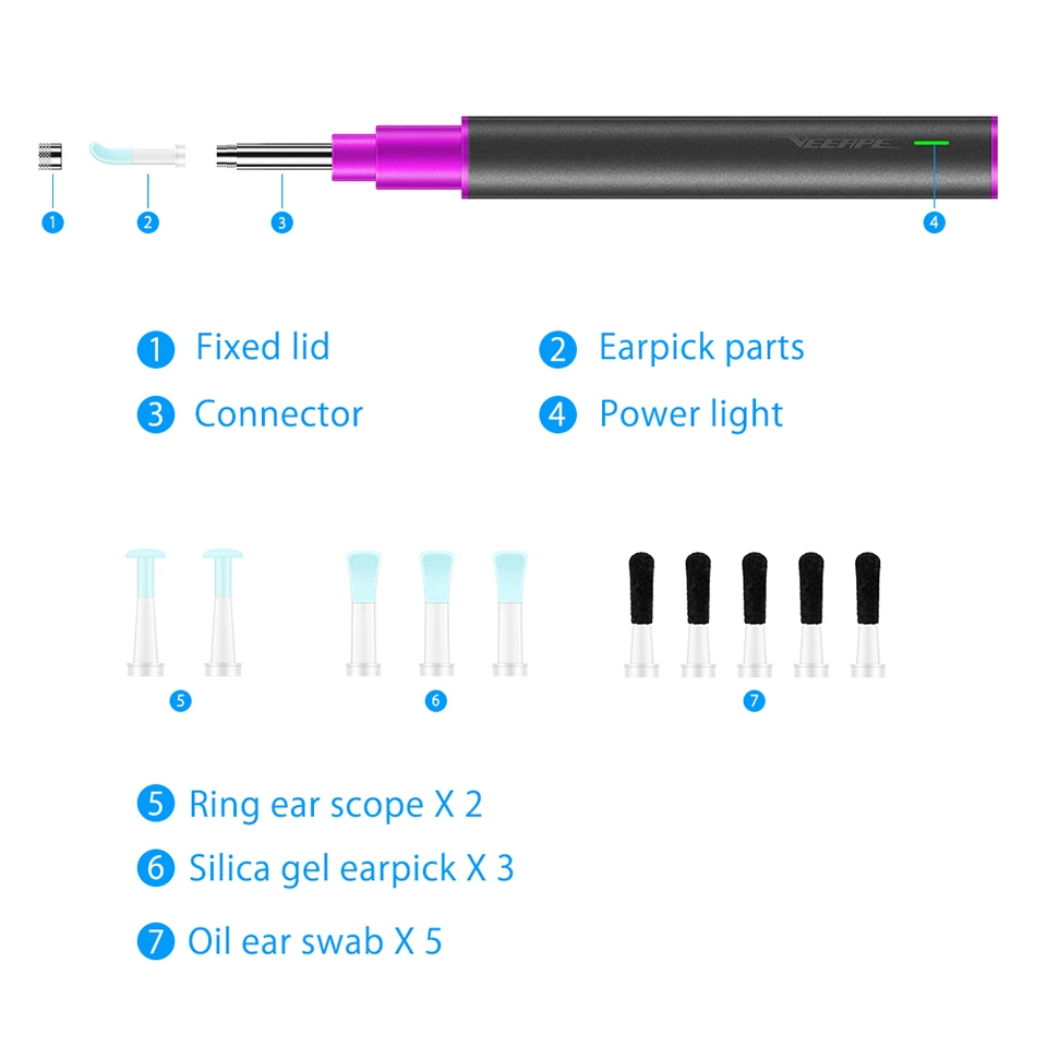 

Smart Visual Ear Picker Otoscope B2 Pro Mini Camera Endoscope High Precise Ear wax Cleaning tool with UV Sterilization Light