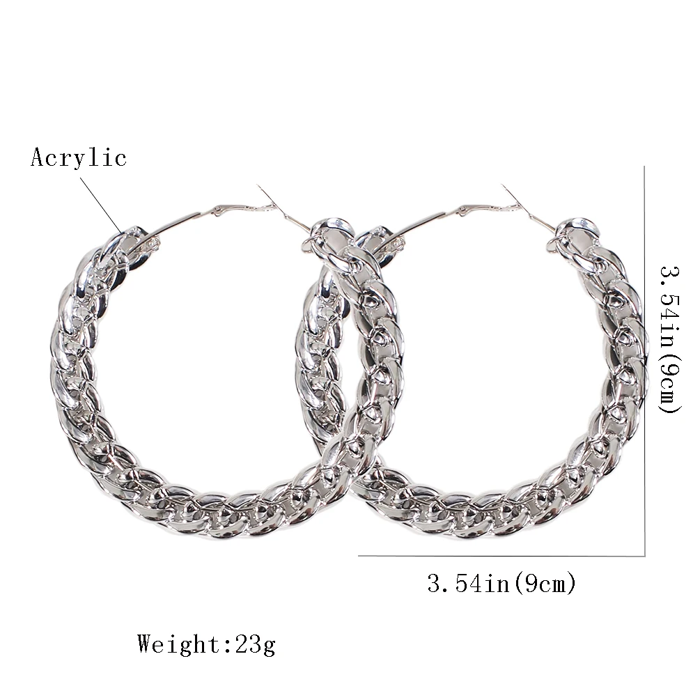 Женские крупные серьги-кольца в Корейском стиле объемные украшения из металла с